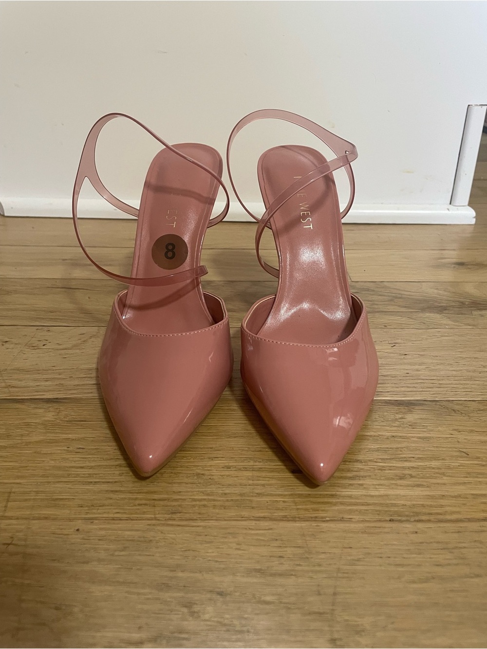 Nine West Blush Patent Pointed-Toe Slingback Heels